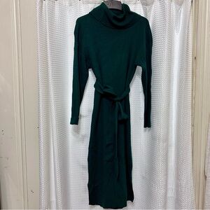 Green Turtleneck Sweater Dress